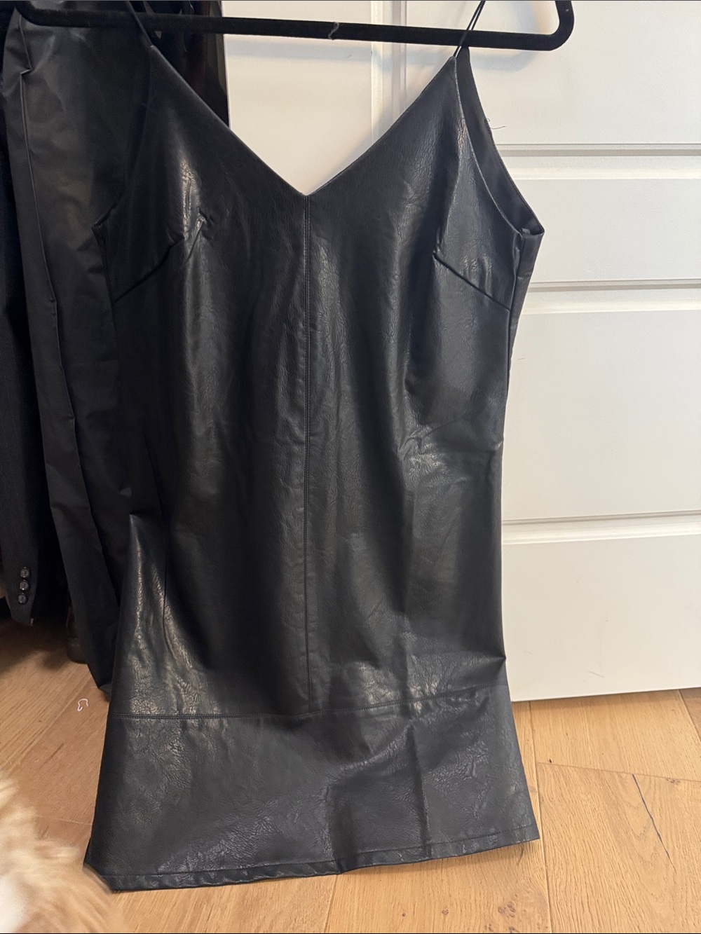 Black Faux Leather Slip Dress